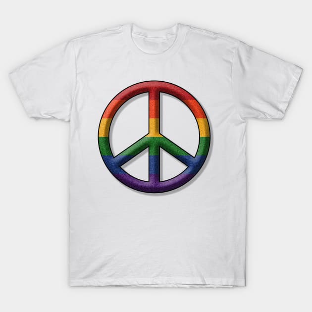 Peace Pride design in LGBT Rainbow pride flag colors T-Shirt by LiveLoudGraphics
